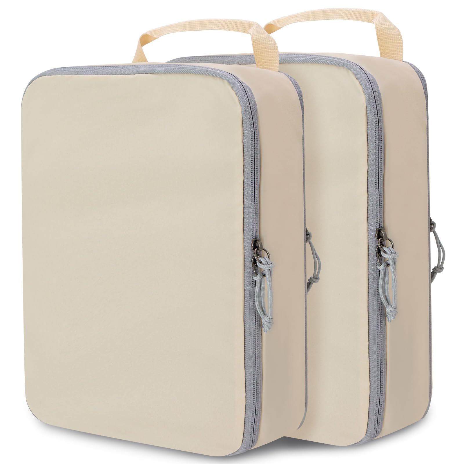 2 Set Extra Large Compression Packing Cubes for Travel Beige HRS07