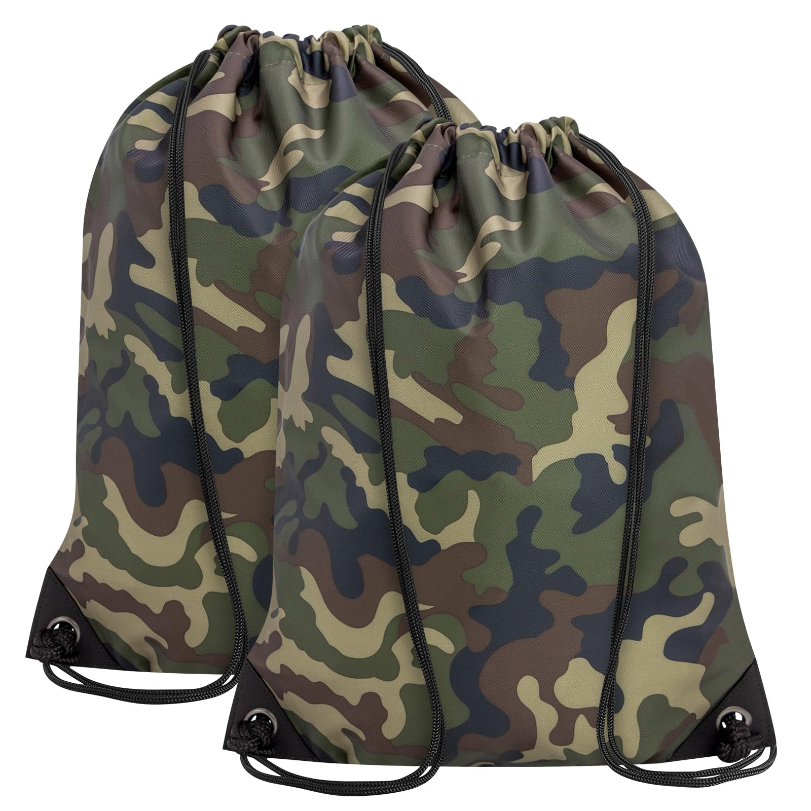 2PCS Drawstring Bags Bulk, String Backpack Bright Green Camo HRS10