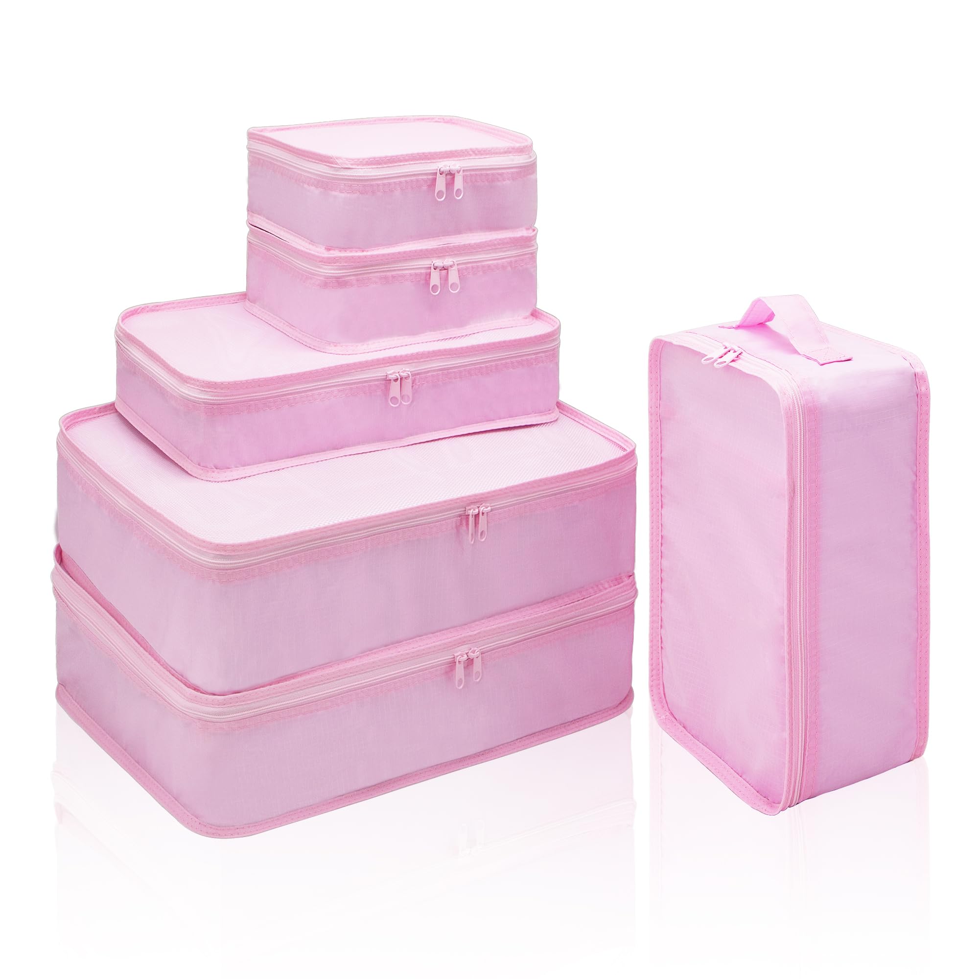 6 Set Travel Packing cubes luggage Organizer Waterproof Shoe Bag Pink  HLC019
