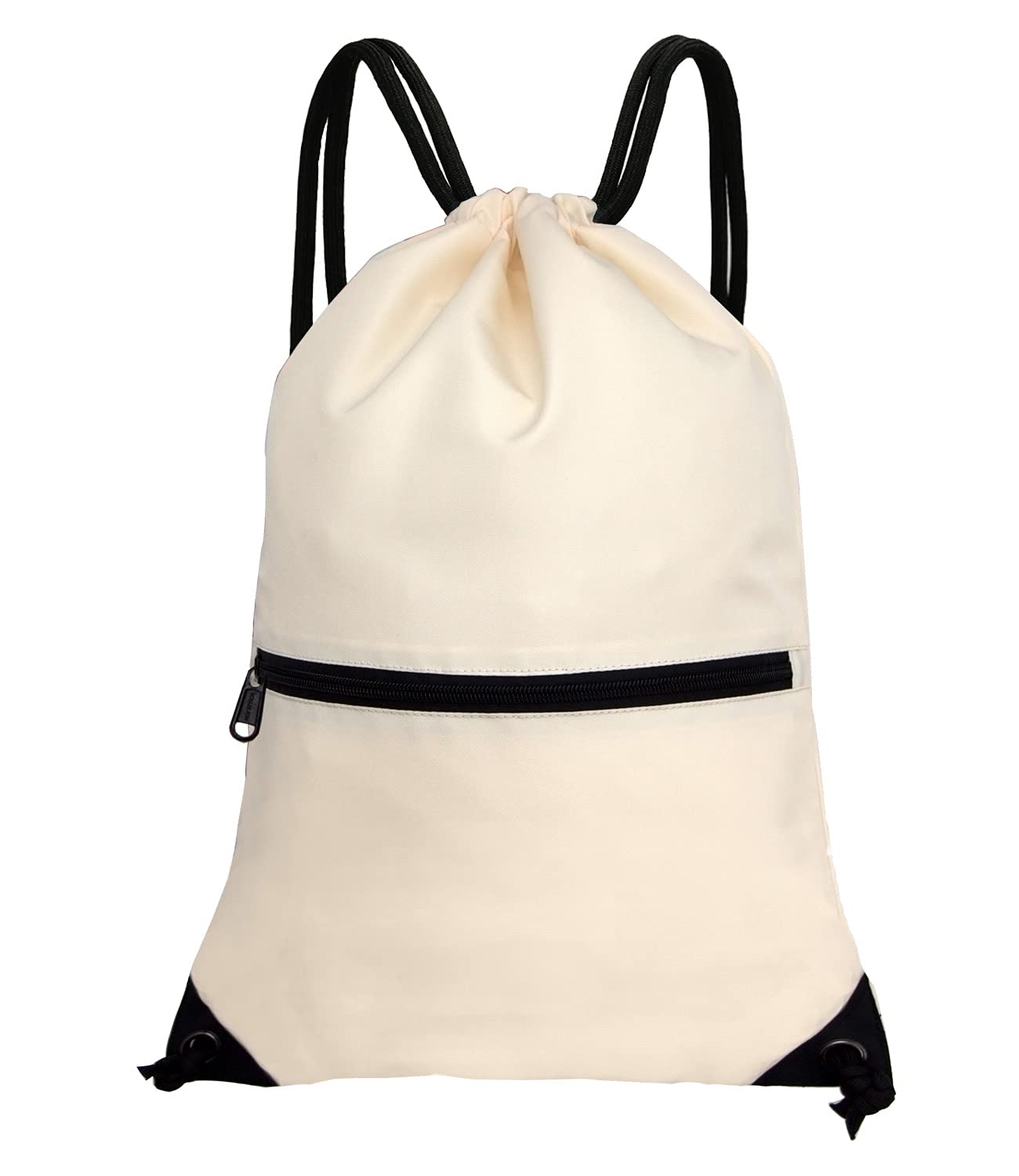 Drawstring Backpack Bag Sport Gym Sackpack Beige HLC001