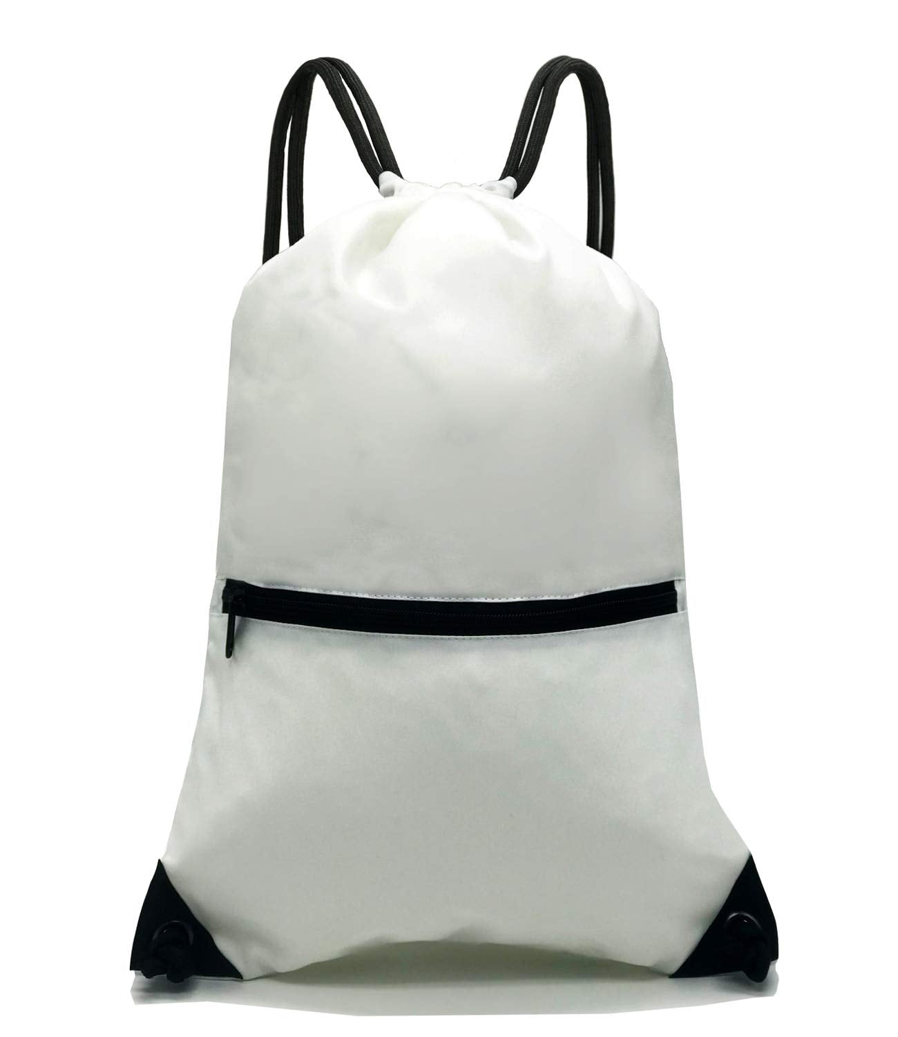 Drawstring Backpack Bag Sport Gym Sackpack White HLC001