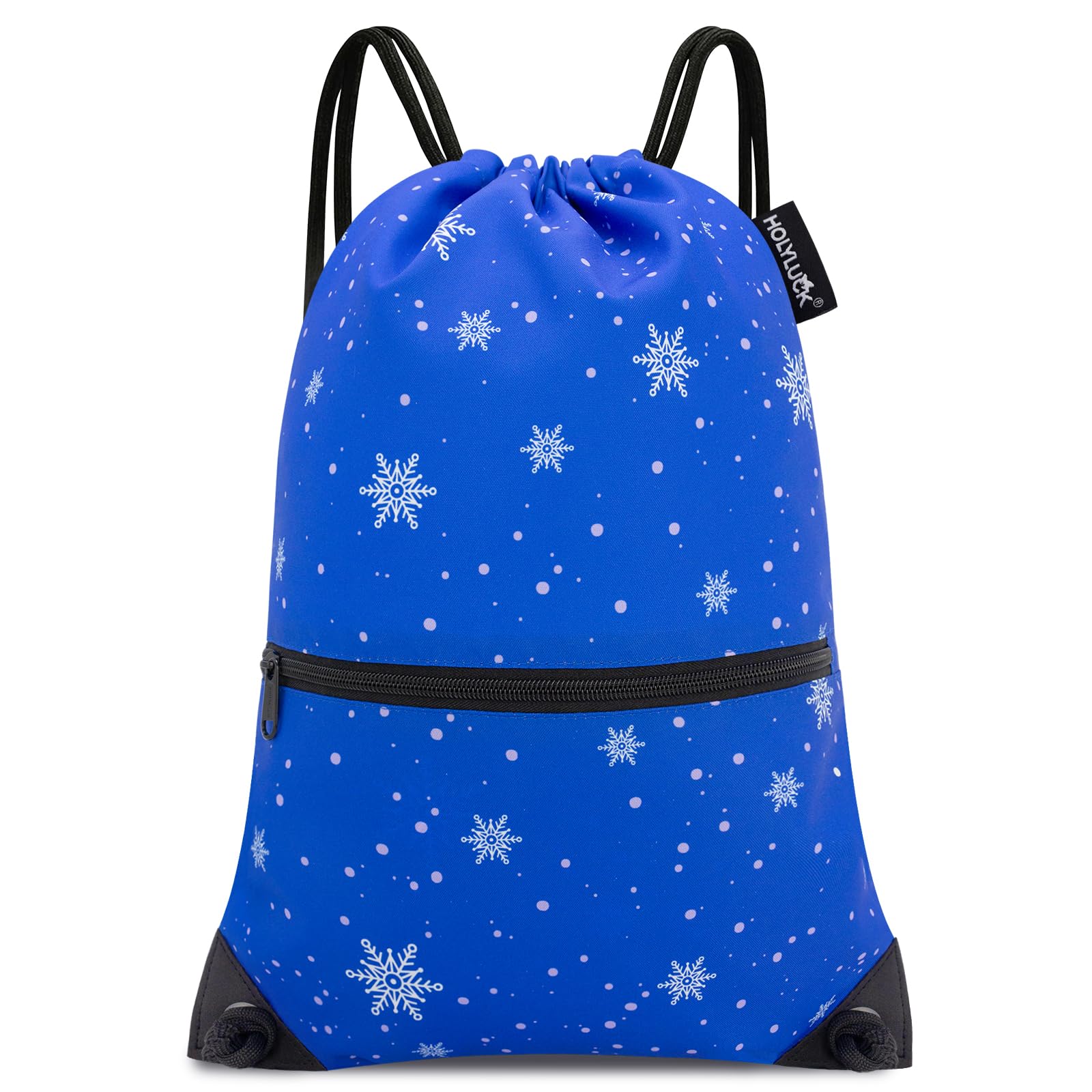 Holyluck Drawstring Backpack Bag Sport Gym Sackpack Blue Snow HLC001