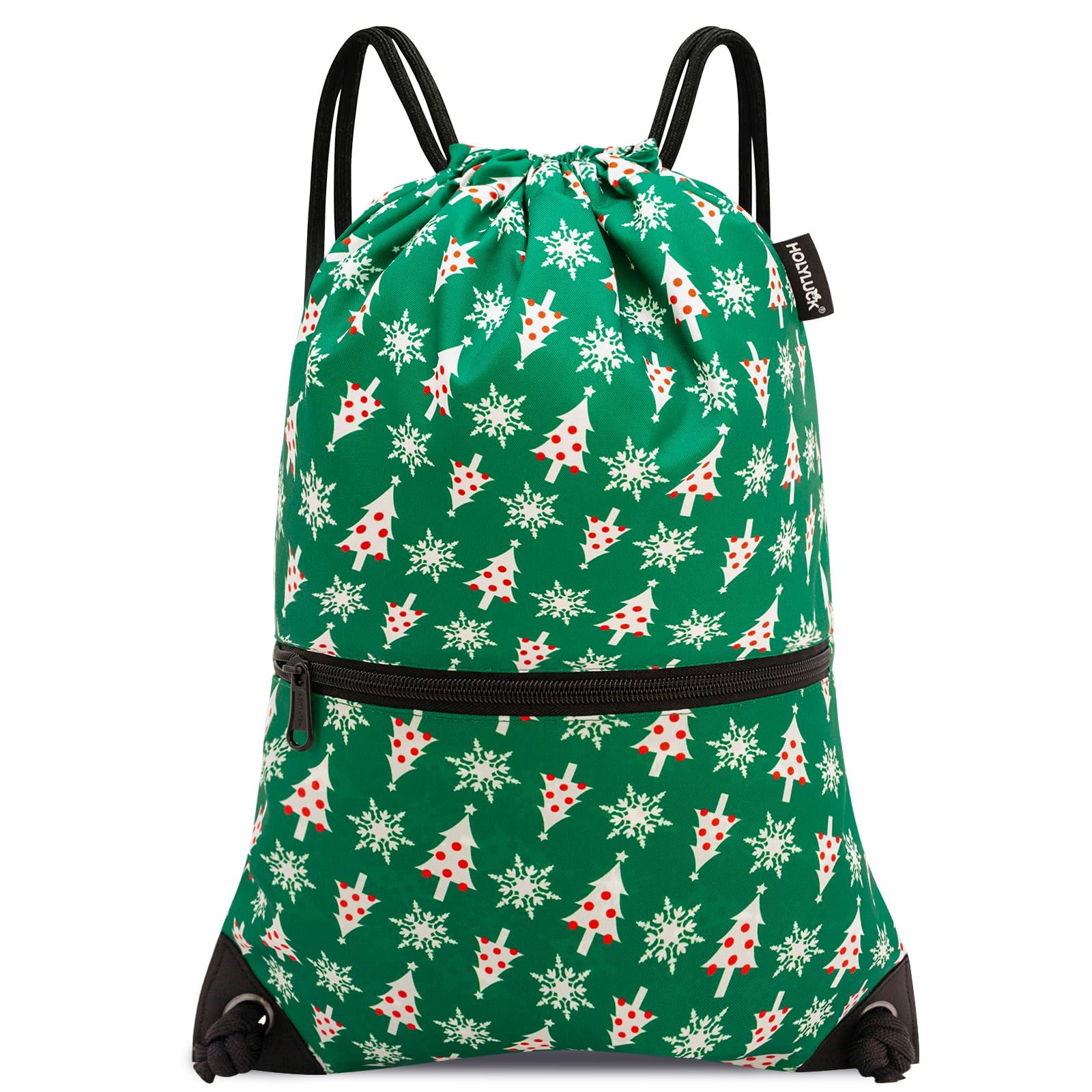 Holyluck Drawstring Backpack Bag Sport Gym Sackpack Green Christmas HLC001