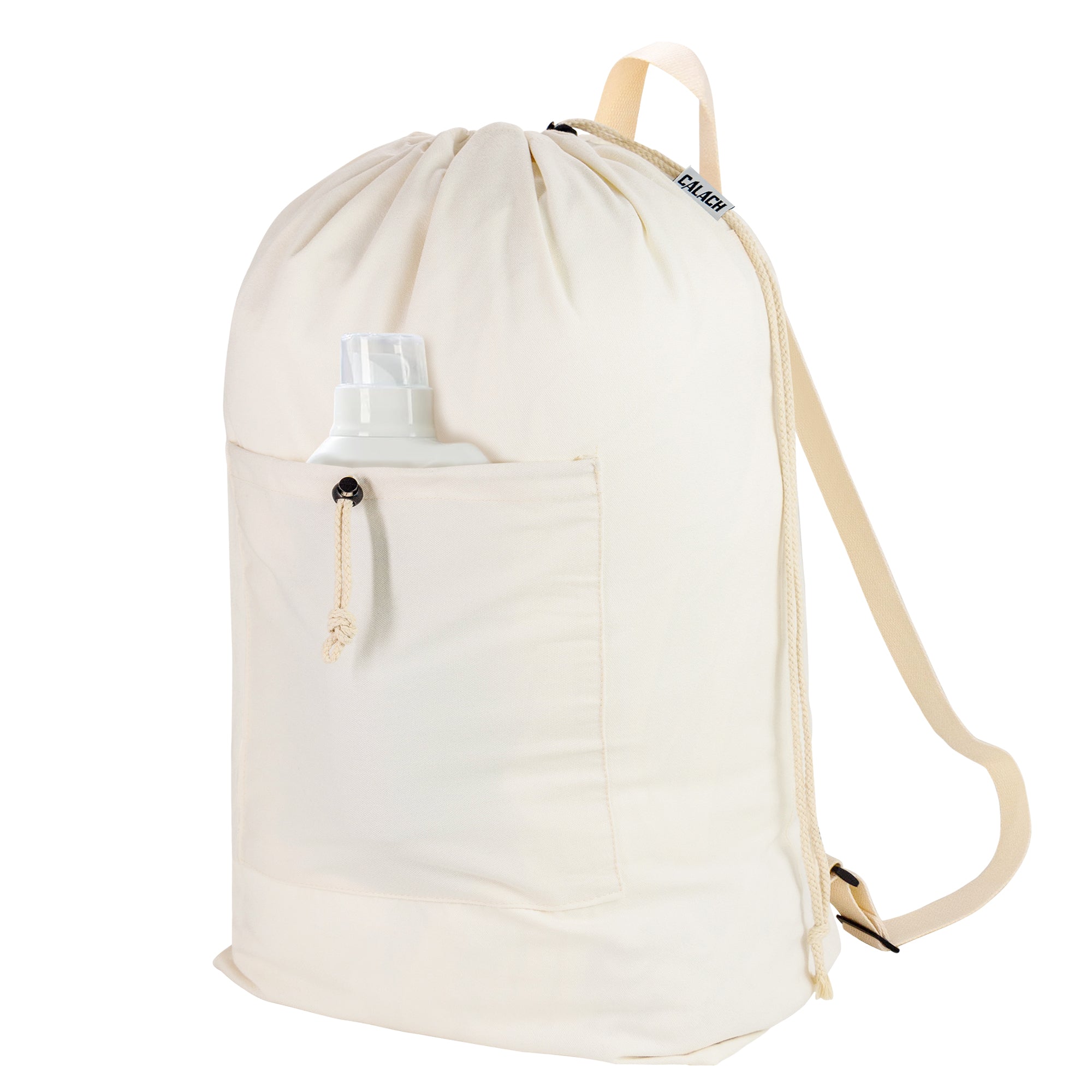Laundry Bag Backpack, Canvas Laundry Bag with Straps & Large Front Pocket HRS13