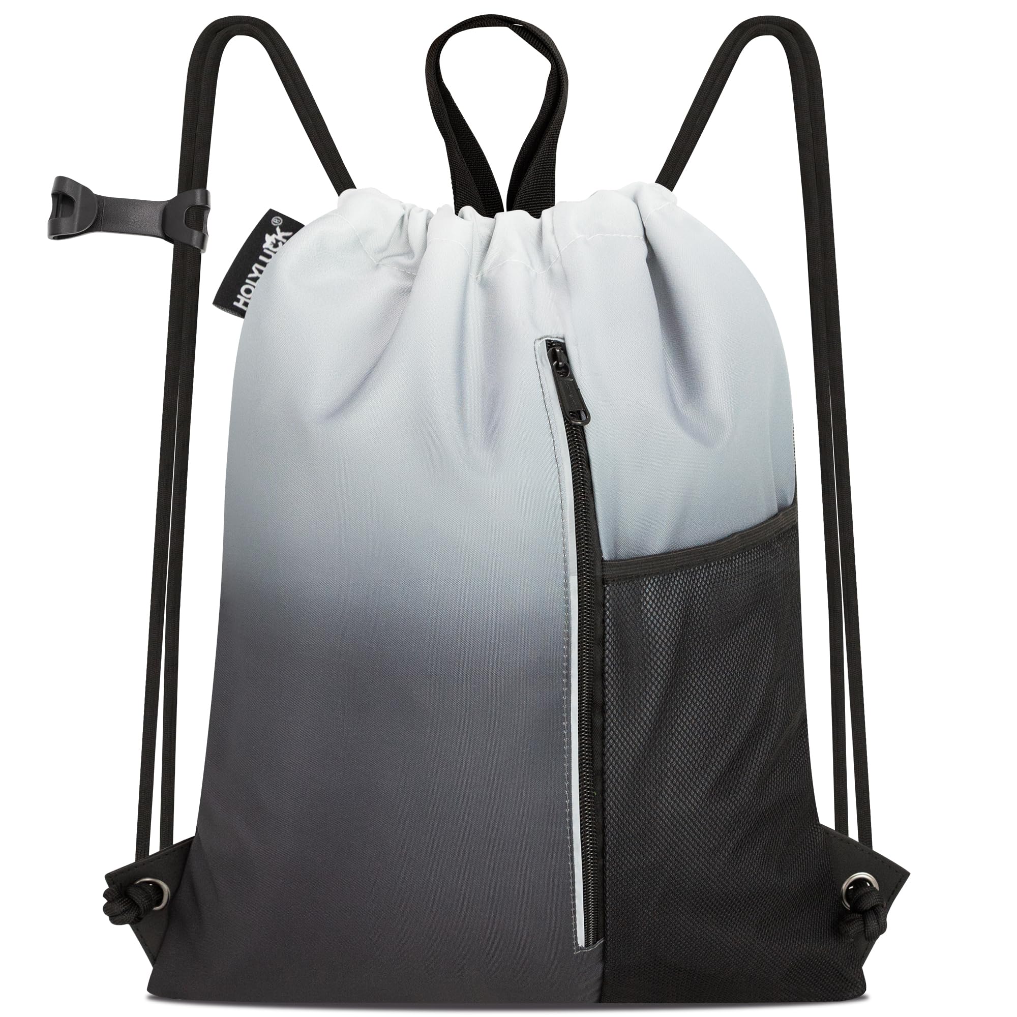 Outdoor Sport Gym Sack Waterproof Drawstring Backpack Bag Black Gradient HLC005