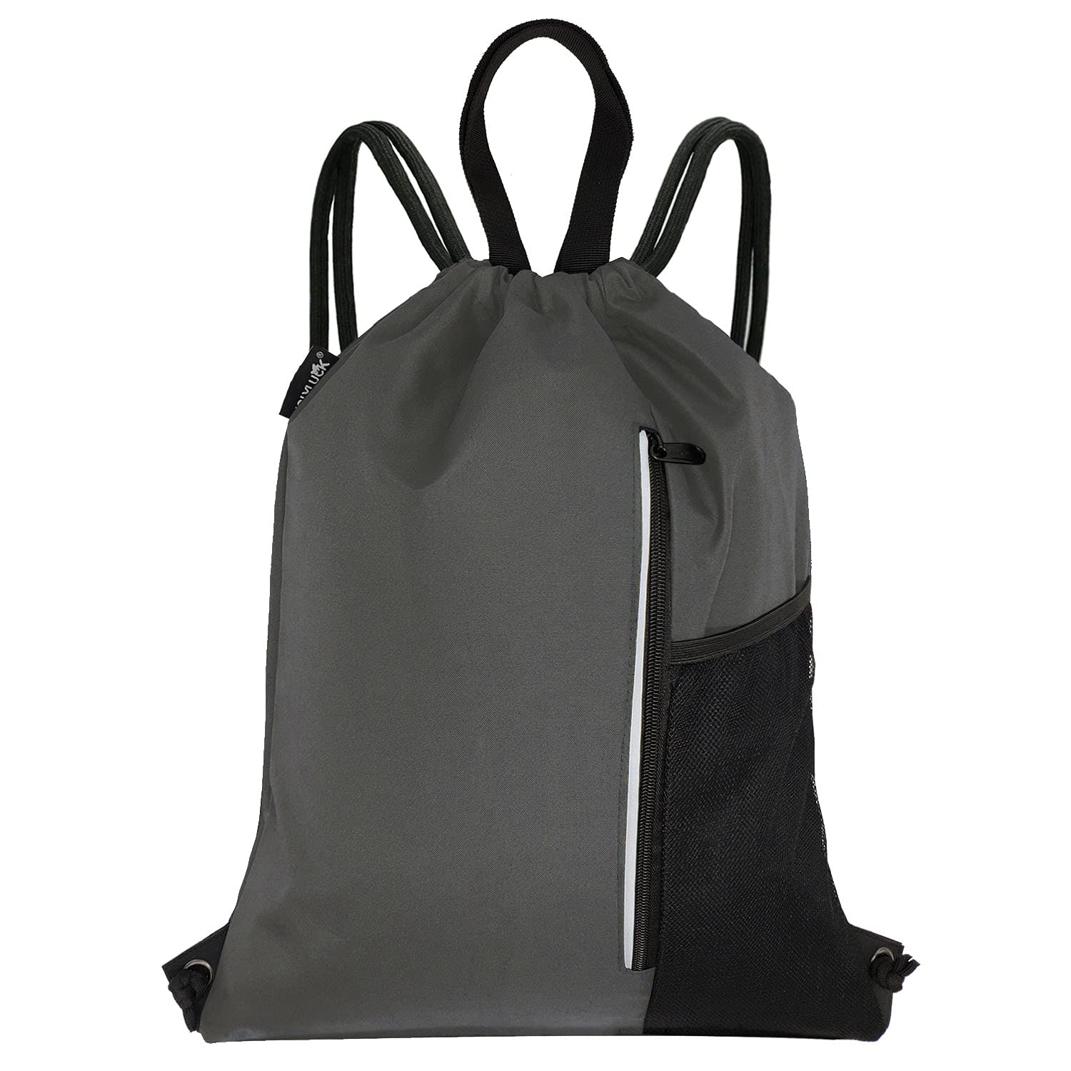 Outdoor Sport Gym Sack Waterproof Drawstring Backpack Bag Dark Grey HLC005