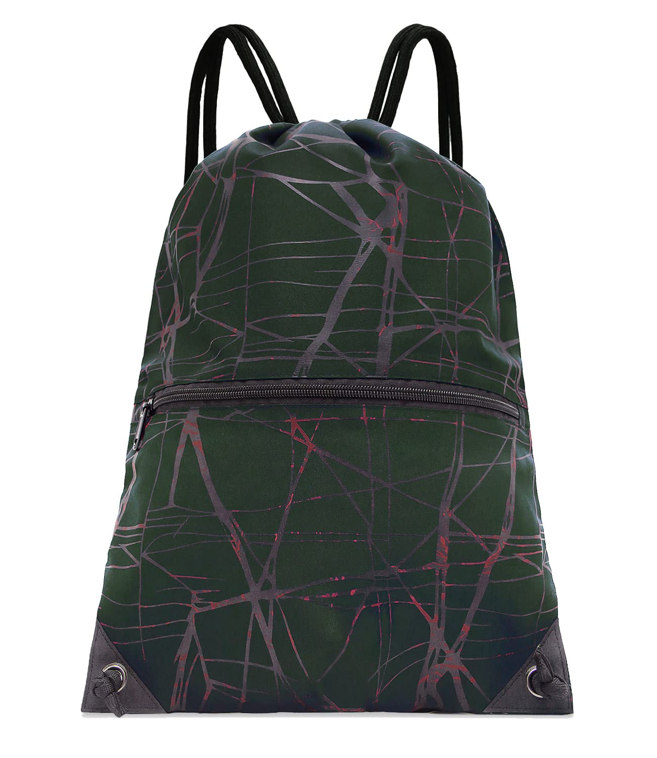 Outdoor Sport Gym Sack Waterproof Drawstring Backpack Bag Metallic-black HLC001