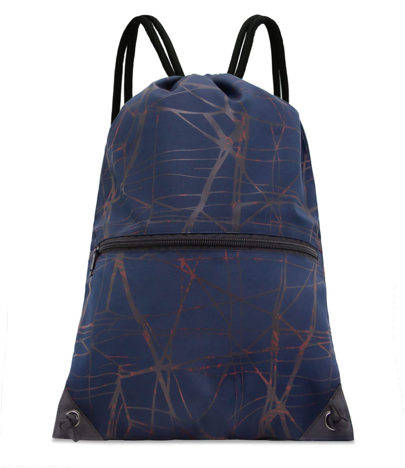 Outdoor Sport Gym Sack Waterproof Drawstring Backpack Bag Metallic-navy Blue HLC001