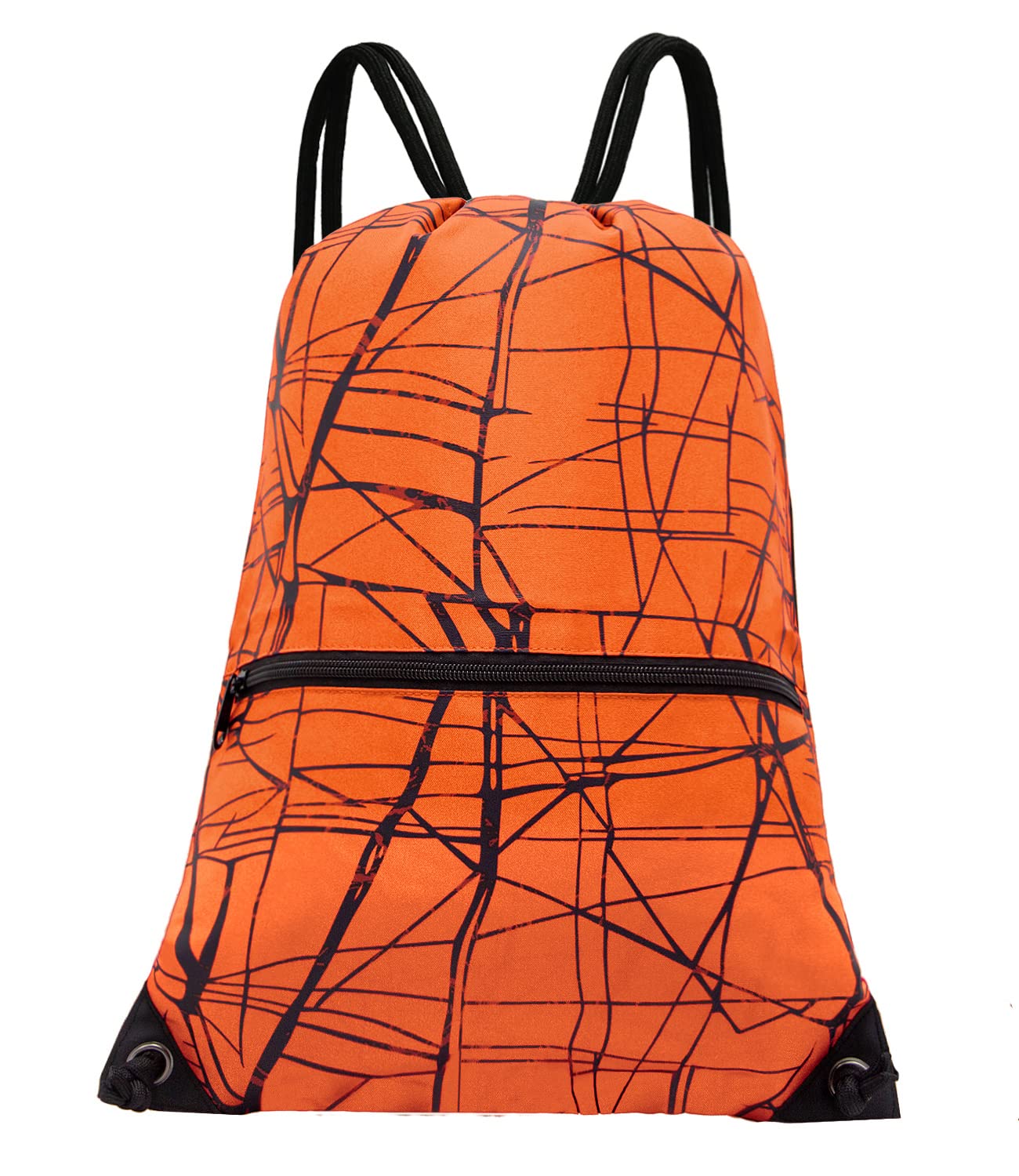 Outdoor Sport Gym Sack Waterproof Drawstring Backpack Bag Metallic-orange HLC001