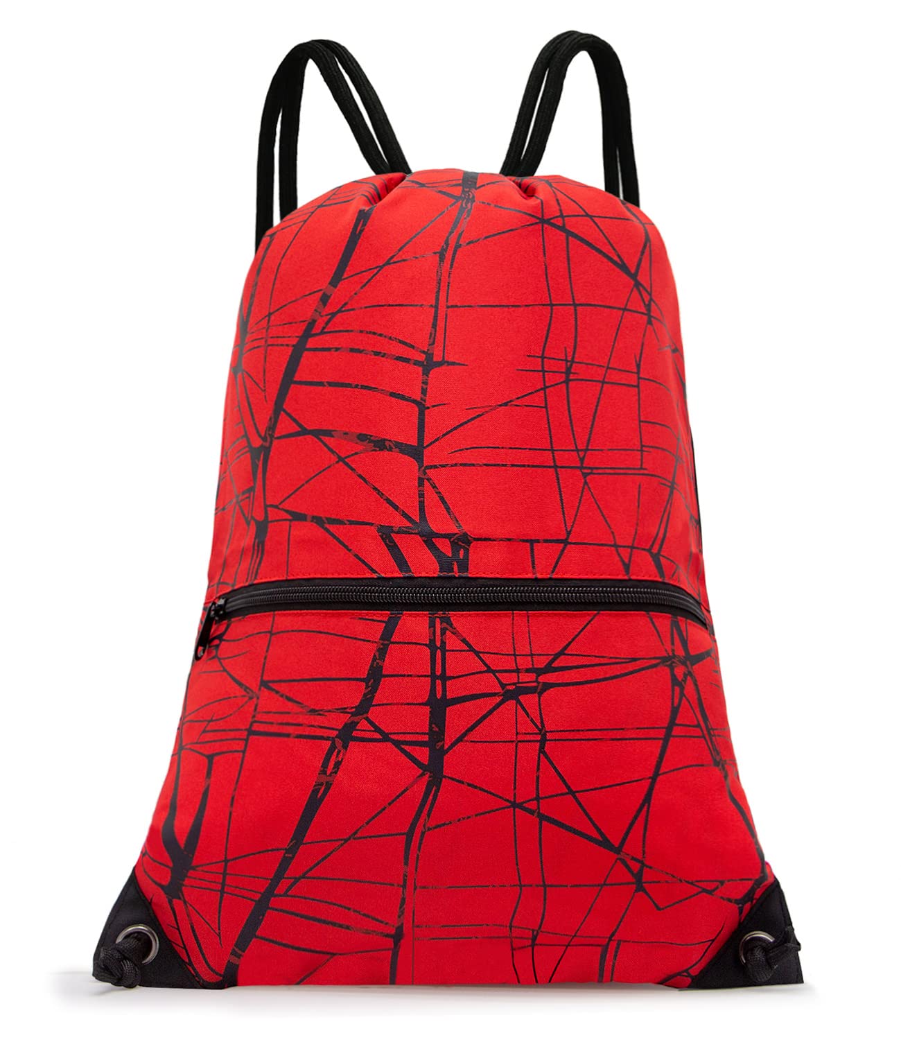 Outdoor Sport Gym Sack Waterproof Drawstring Backpack Bag Metallic-red HLC001