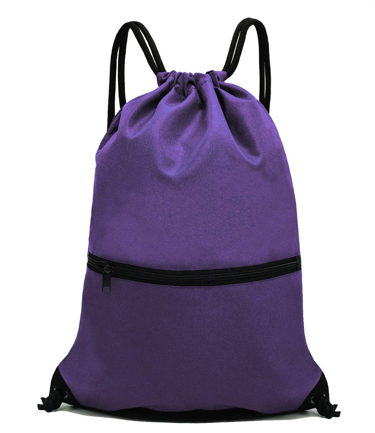 Outdoor Sport Gym Sack Waterproof Drawstring Backpack Bag Purple HLC001