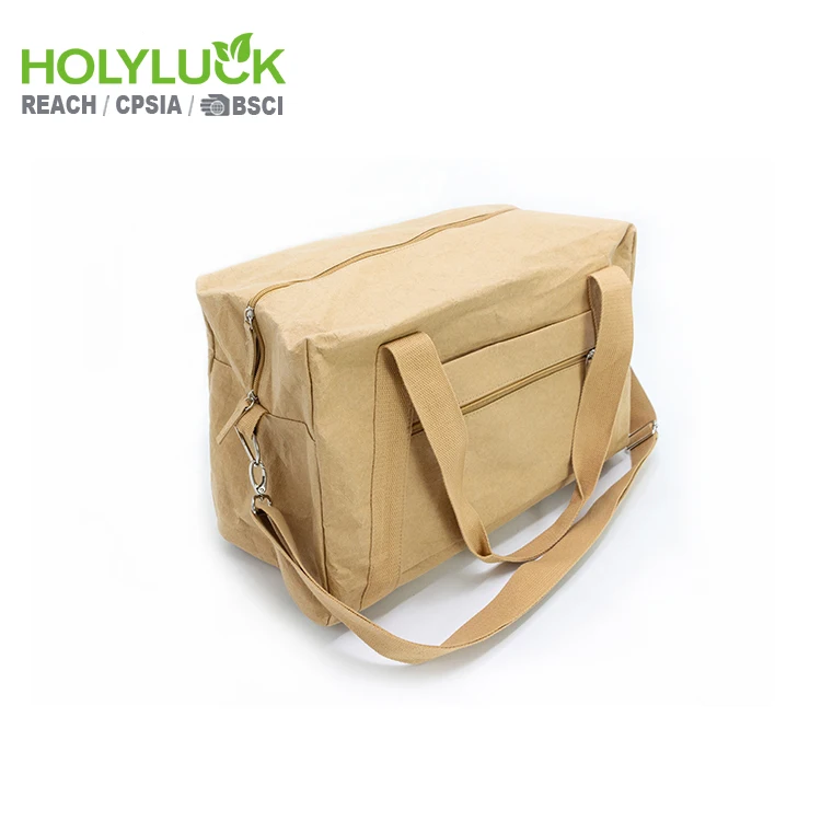 2025 Custom Washable Kraft Paper Duffle Bag Large Compartment Gym Travel Duffle Bag for Outdoor Camping