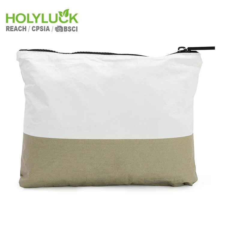 Aloha Custom logo Women Waterproof Zipper Cosmetic Makeup Pouch Organizer Tyvek Cosmetic Bag