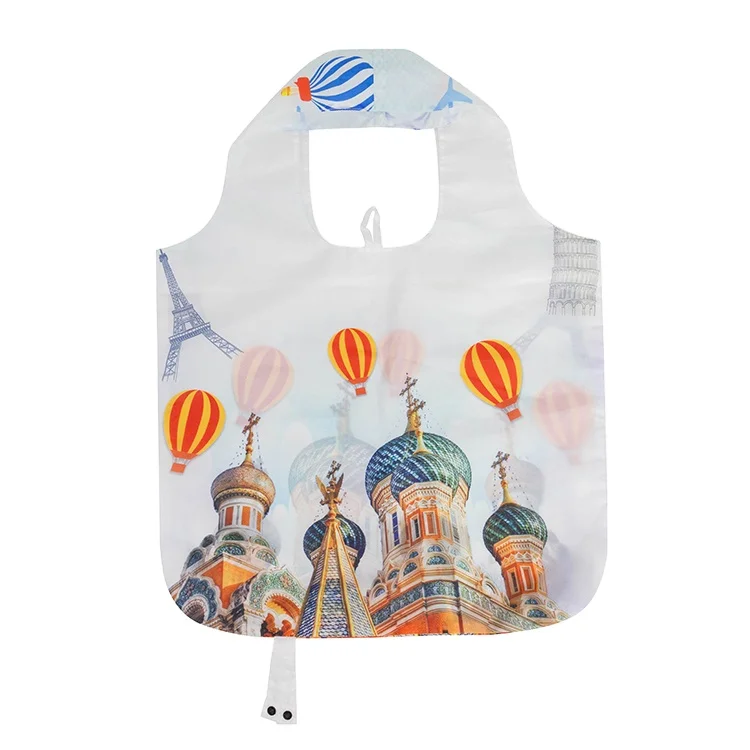 Foldable Tote Shopping Bag Travel Reusable Waterproof Handle Eco Polyester Bag Custom