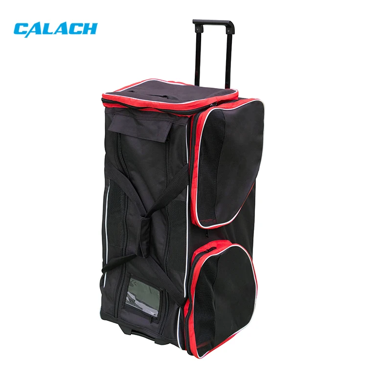 Black Waterproof Nylon Oxford Fabric 600d Custom Ice Hockey Bag Ice Rolling Hockey Equipment Ice Hockey Bag Wheels