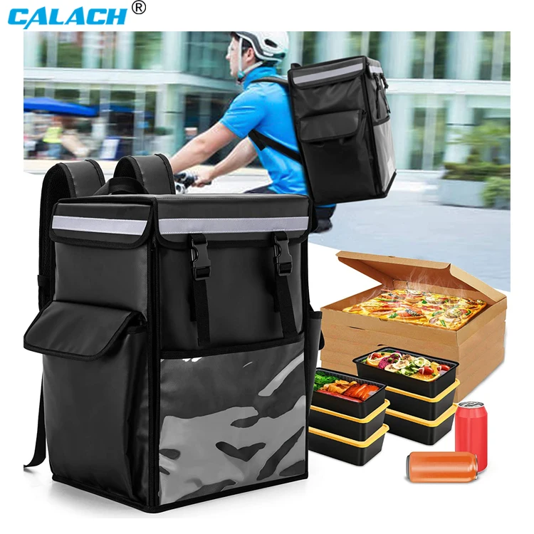 Calach Waterproof Thermal Insulated Custom Xxxl Large Insulated Food Delivery Bag Bagpack for Motorcycle Bicycle Pizza Delivery