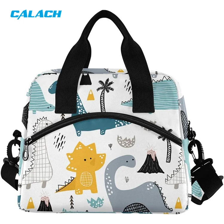 Cartoon Dinosaur Custom Waterproof Travel Insulated Food Storage Cooler Lunch Bag for Kids