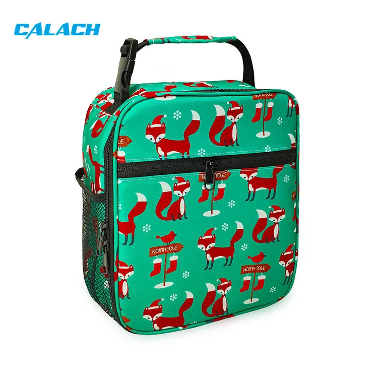 Cartoon Fox Print Student Insulation Lunch Box Kids Waterproof Lunch Box Tote Bag Children