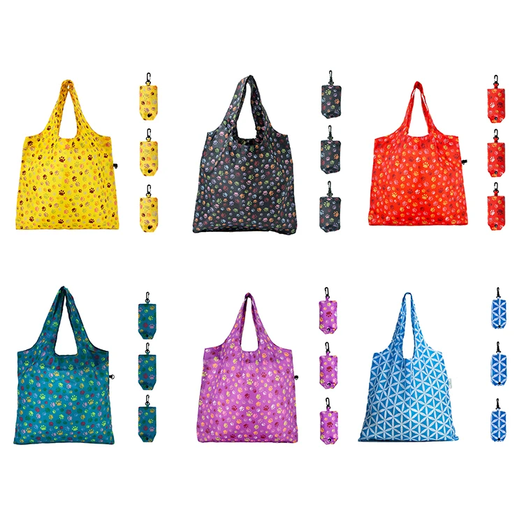 Cheap Blue Large Foldable Washable Larger Capacity Grocery Reusable Polyester Folding Shopping Bag with Closure