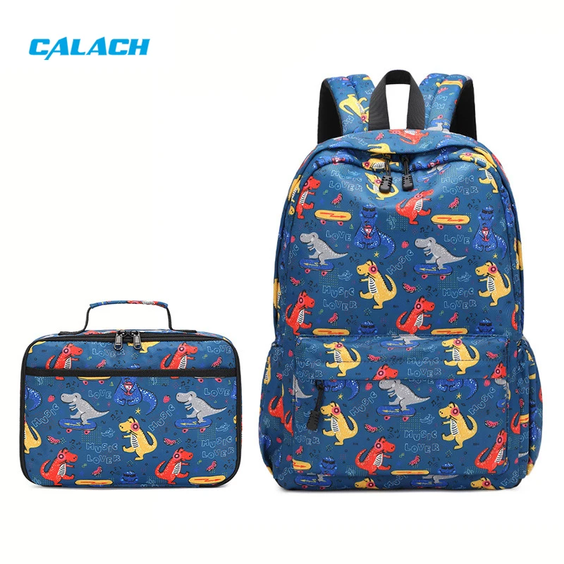 Children Cute Cartoon Dinosaur Print Insulation Fresh Lunch Bag Aluminum Foil Portable Picnic Lunch Bags