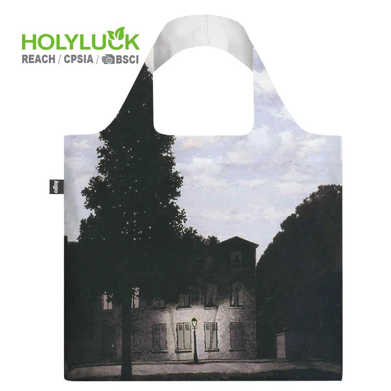 China Manufacturer Eco Tote Rpet Polyester Folding Shopping Reusable Bag with Custom Logos Size Color