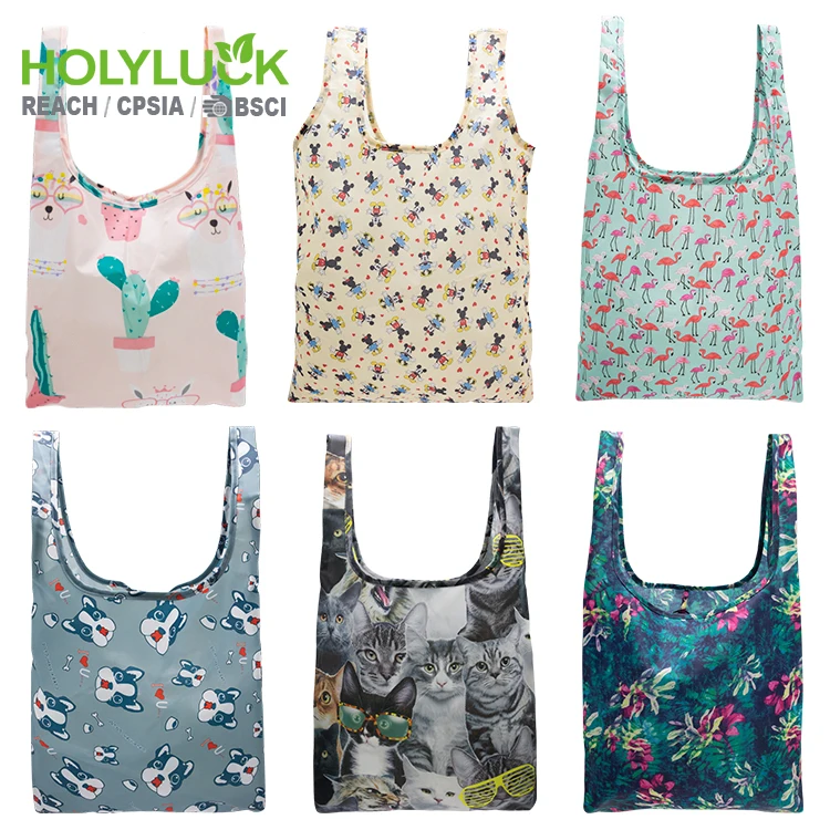 Competitive Price 190t Perfect Foldable Bags Cosmetic Tnt Wholesale Custom logo Eco Folded Shopping Bag for Shopping with logo