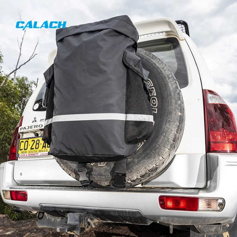 Custom 48l Pvc 4wd Rear Wheel Cover Off-Road Spare Tire Trash Storage Bag Tarpaulin 4x4 Wheel Bin Bag with Side Pockets