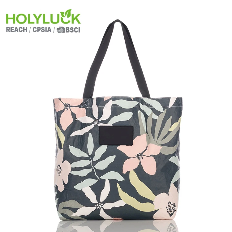 Custom Eco Friendly Shopping Dupont Tyvek 30cm X 20cm Shoulder Bag Waterproof Coated Dupont Tyvek Eco Paper Tote Bag