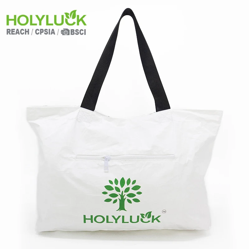 Custom Floral Waterproof Tear Resistant Beach Bag Large Capacity Zipper Travel Promotion Dupont Paper Tyvek Tote Shopper Bag