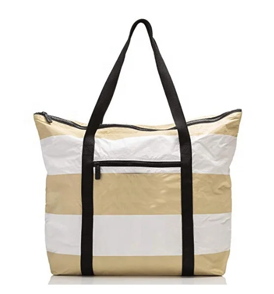 Custom Logo Sustainable Large Collection Tote Pinstripe Printing Pattern Tyvek Shopping Bag