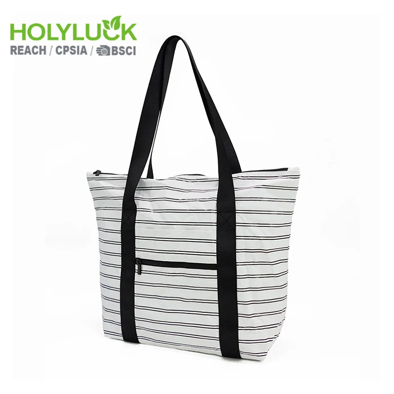 Custom Pattern Reversible Dupont Tyvek Paper Fabric Women Beach Aloha Tote Bag Washable Waterproof Hawaiian Shopping Bag