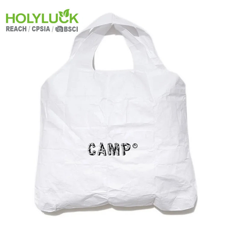 Custom Print Printing Pattern Printed Dupont Tyvek Tote Bag Foldable Eco Friendly Lightweight Reusable Shopping Bags