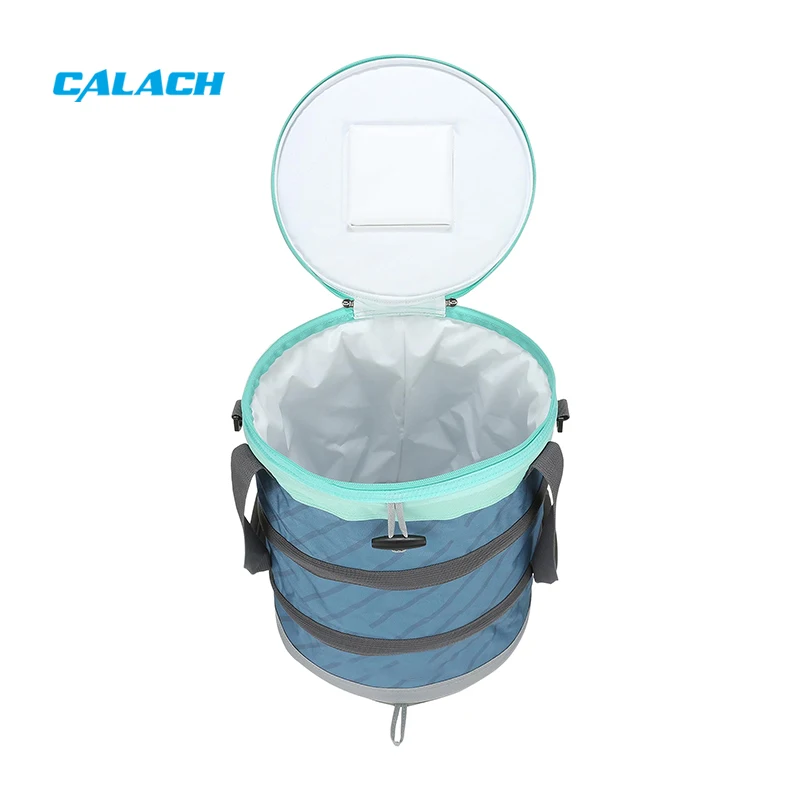 Custom Round Pop-up Foldable Insulated Picnic Cooler Bag for Drinks