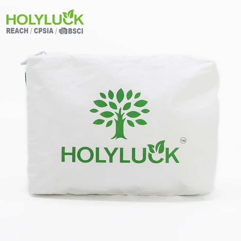 Custom logo Holyluck Tear Resistant Waterproof Small Lightweight Cosmetic Makeup Bag Dupont Tyvek Pouch