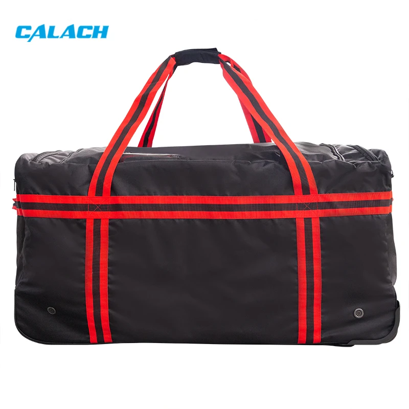 Customize Black Red Travel Trolley Duffle Bag Wheeled Hockey Bag extra Large Ice Travel Field Hockey Stick Bag With Wheels