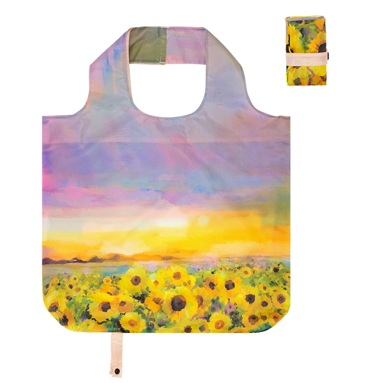 Grocery Rpet Tote Bags Polyester Eco Friendly Reusable Foldable Shopping Bag