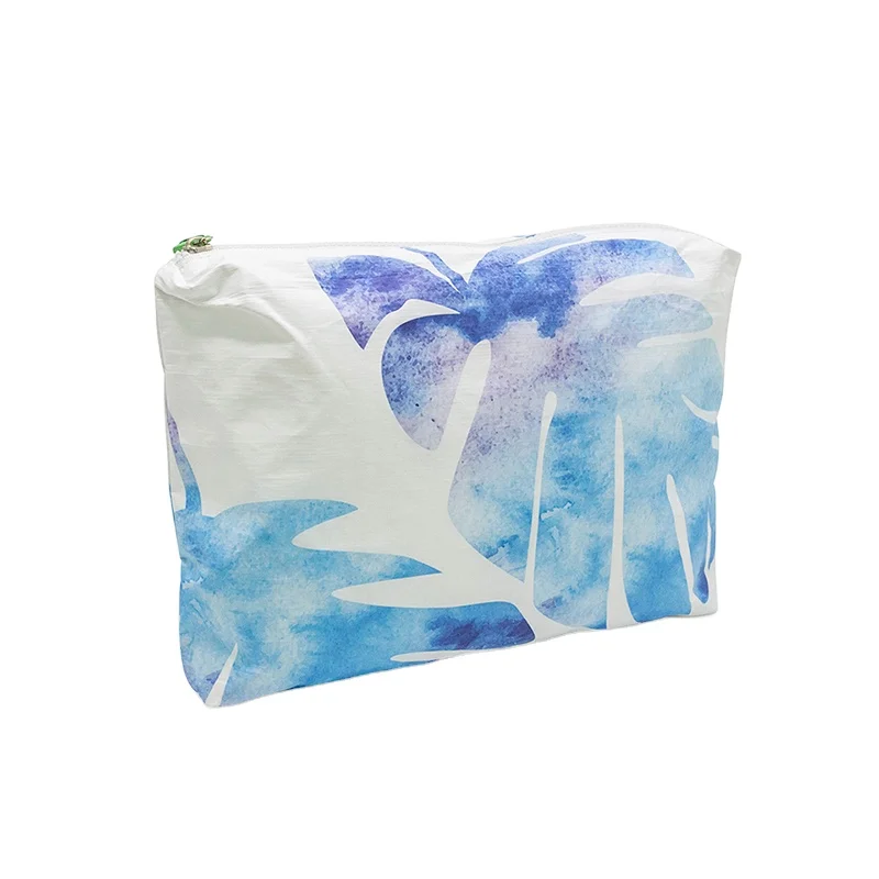 Customized Print Aloha Hawaiian Puakenikeni Pink Waterproof Dupont Paper White Tyvek Zipper Pouch Bag for Ladies