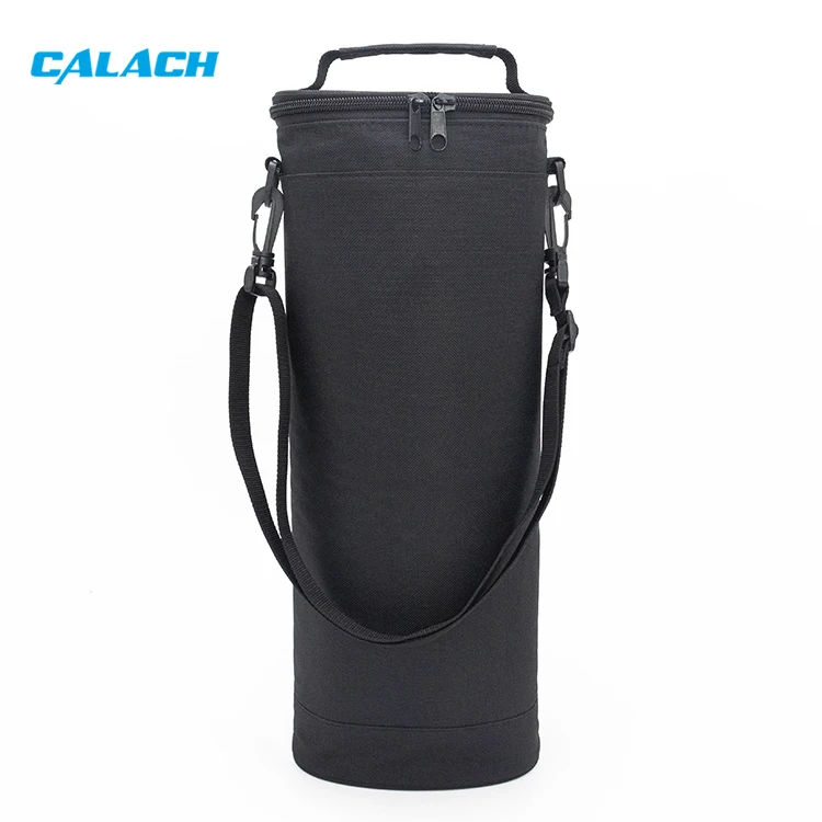 Customized Travel Black Wine Gift Tote Bag Wine Carrier Padded Carry Beer Wine Bottle Cooler Bag with Shoulder Strap