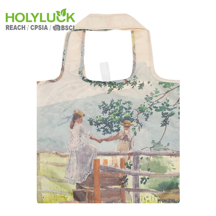 Eco 190t Customized Reusable pp Bag Unique Foldable Travel Tote Quick Shipping Foldable Shopping Bag Portable Wholesale Fashion