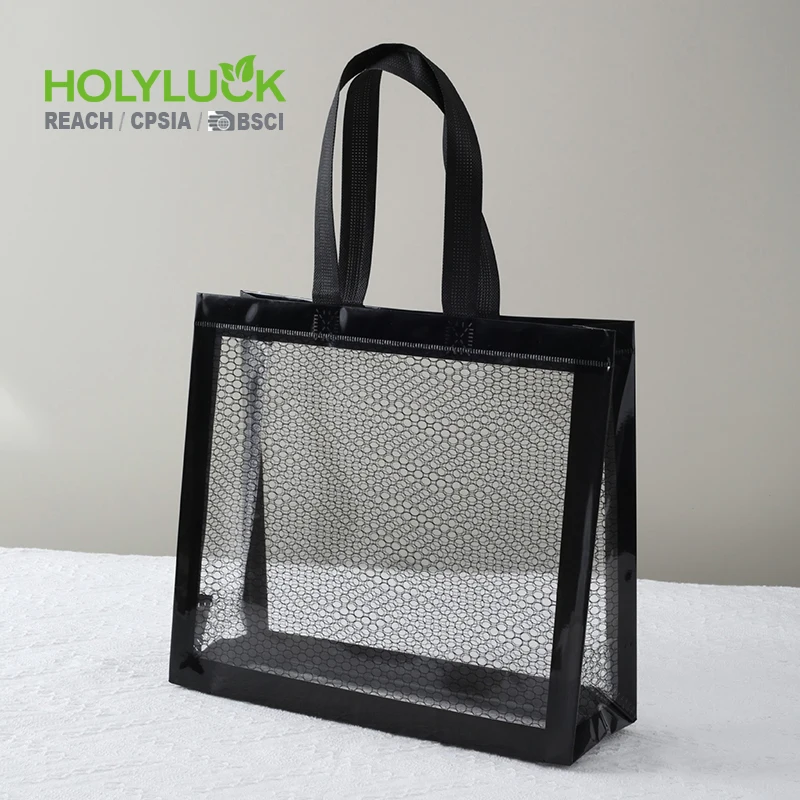 Transparent Mesh Packaging Handle pp Plastic Gift clear Shopping Bag