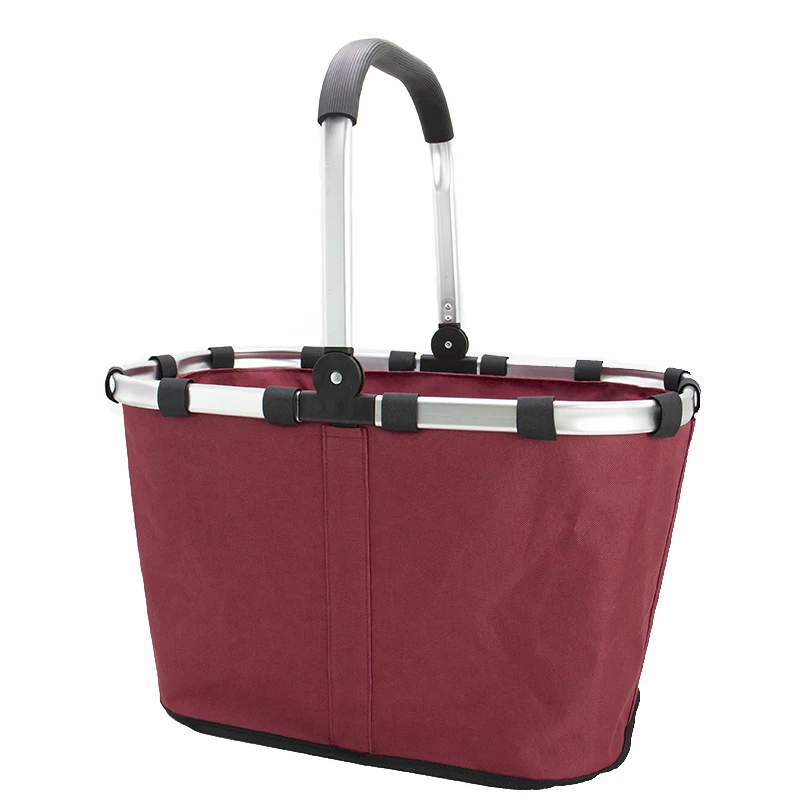Fashion Design Shopping Baskets Supermarket 600d Polyester Folding Trolley Cart Collapsible Shopping Baskets Bag