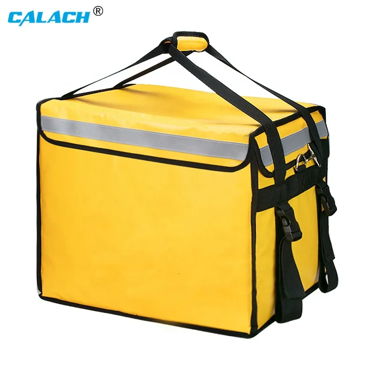 Food Pizza Thermal Insulated Cooler Delivery Backpack Motorcycle Waterproof Reusable Yellow Food Grocery Delivery Bag
