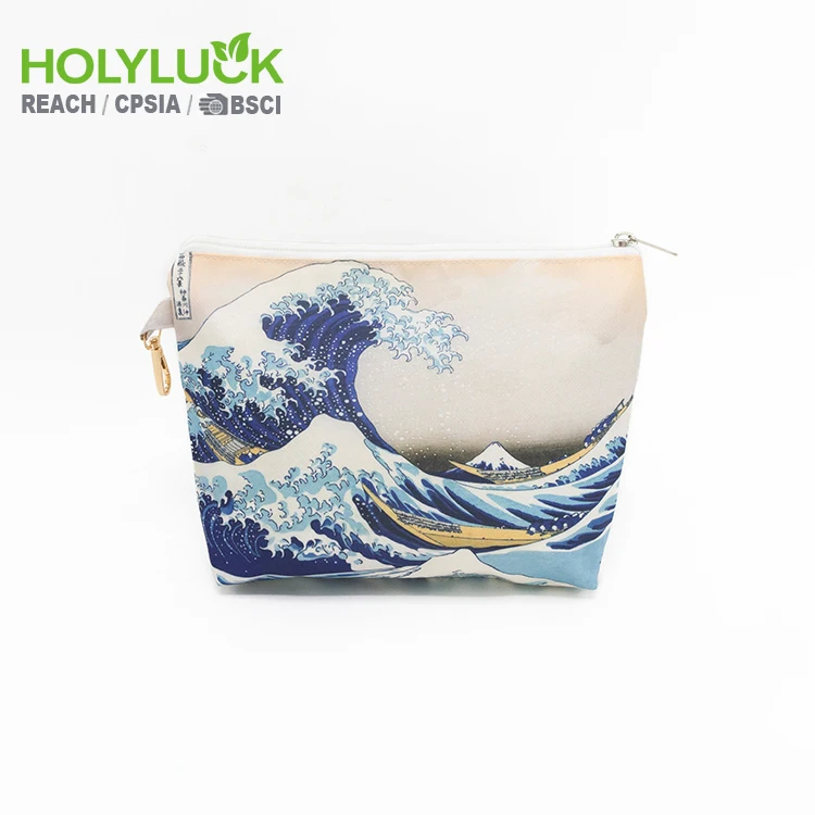 Gifts High Quality Custom logo Printed 210d Zipper Luxury Polyester Small Pouch Travel Storage Cosmetic Bags