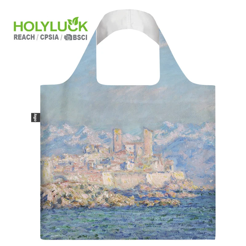 Good Quality Polyester 210d 190t Foldable Reusable Folding Shopping Bags with Custom Logos