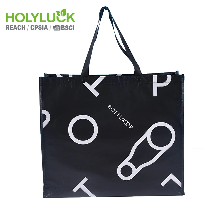 Holy Luck BSCI Recycled RPET Water Bottle Bag PET Stitchbond Laminated RPET Shopping Bag