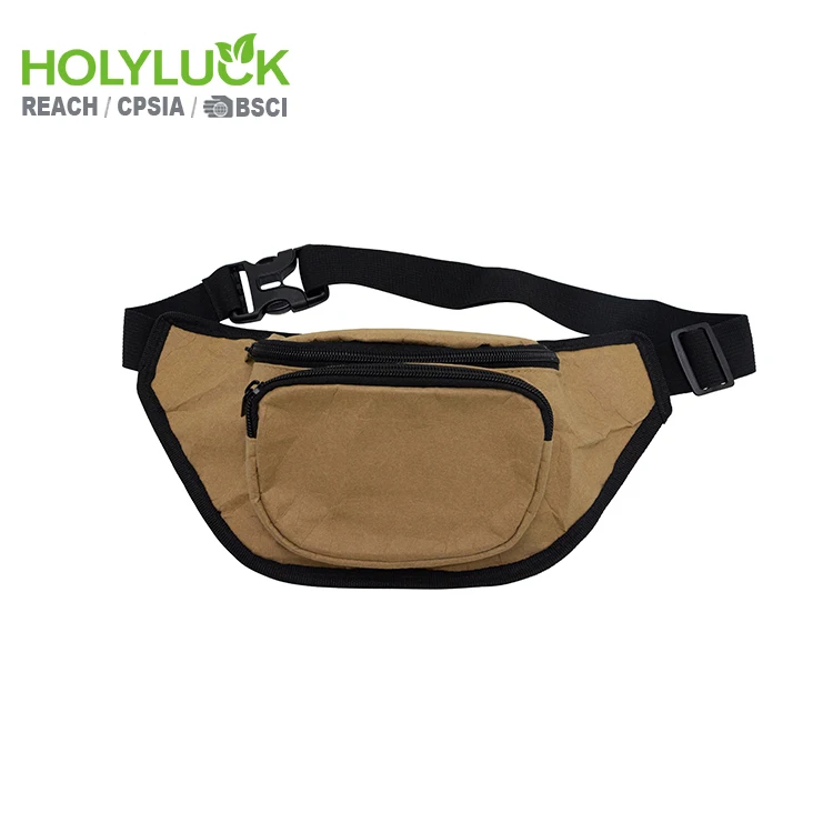 Kraft Paper Recycled Light Weight Durable Paper Fanny Pack Waist Bag Daily Sport Waist Bag