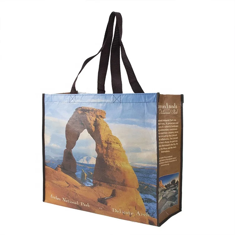 Large RPET Reusable Grocery Bags Reinforced Handles with X Stitching Durable Promotion Shopping Tote Bags for Gift for Promotion