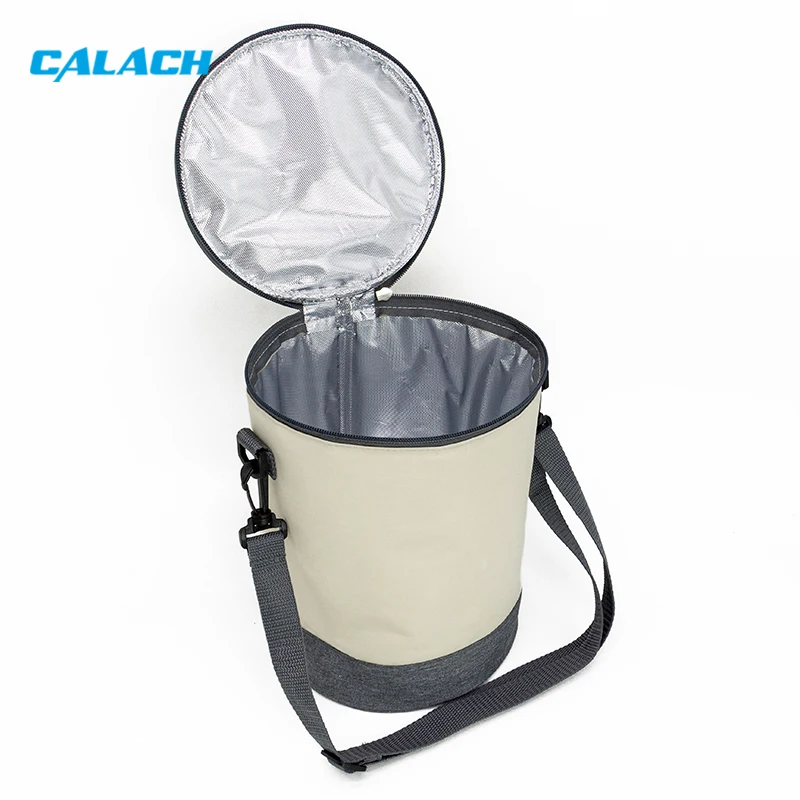 New Cylindrical Insulation Bag Shoulder Strap Round Multi-layer Lunch Box Bag Office Worker School Hand-held Crossbody Lunch Bag