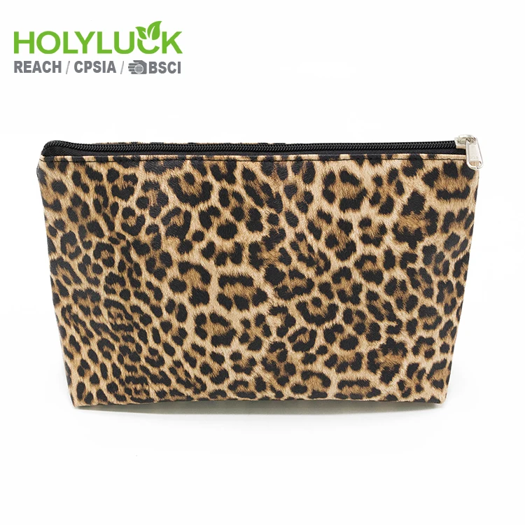New Trendy Leopard Print Travel Makeup case Wholesale Leopard Print Woman Portable Cosmetic Bags With Dividers