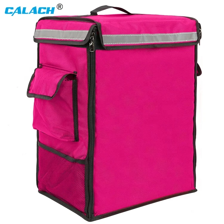 Pink Reusable Food Delivery Bags Strong Durable Thermal Backpack Express Food Warmer Bag for Food Grocery Delivery
